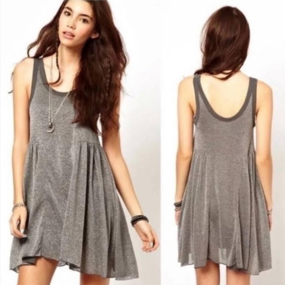 Brown and gold metallic Sleeveless Dress